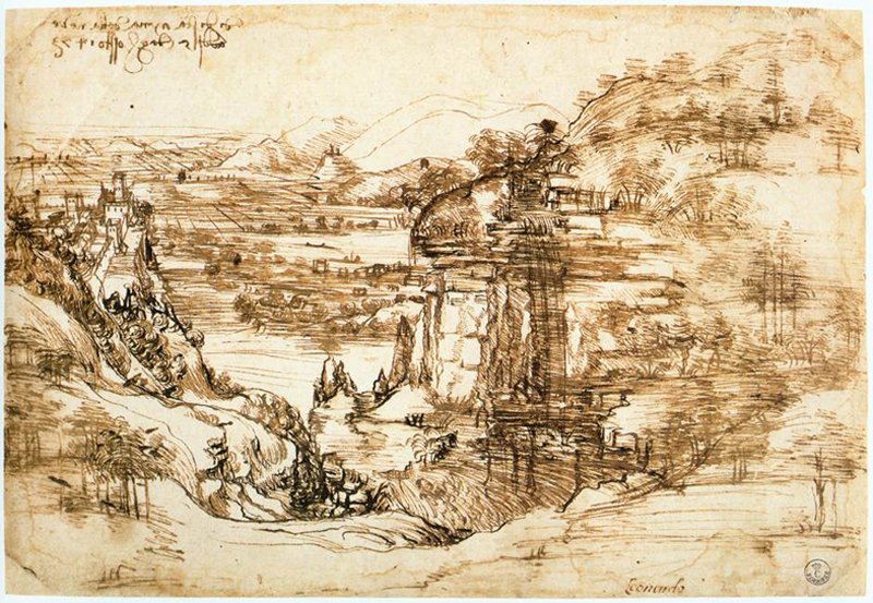 Leonardo, paesaggio della Val d'Arno