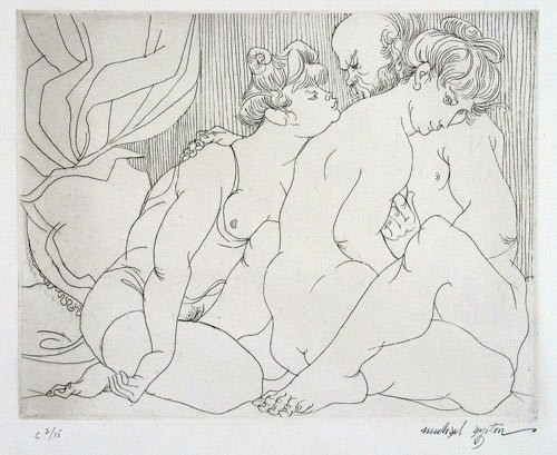 Michael Ayrton, (1921-1975), Illustration for the suite "Femmes/Hombres" by Paul Verlaine, 1971