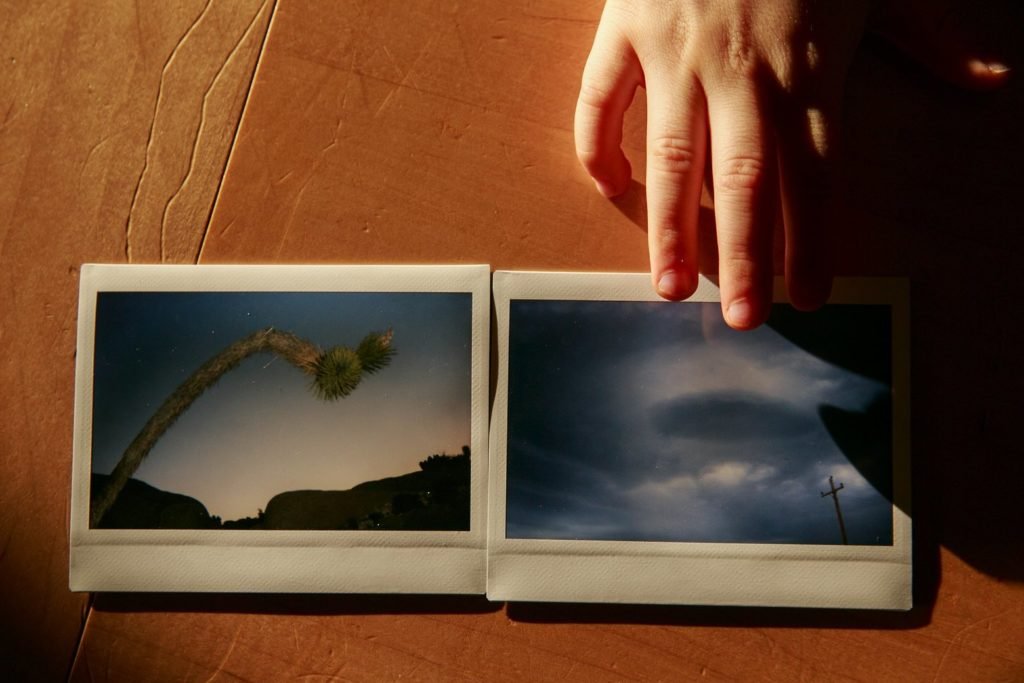 Hawkeye Huey plays with instant photographs around the American West ©Erika Schultz/The Seattle Times