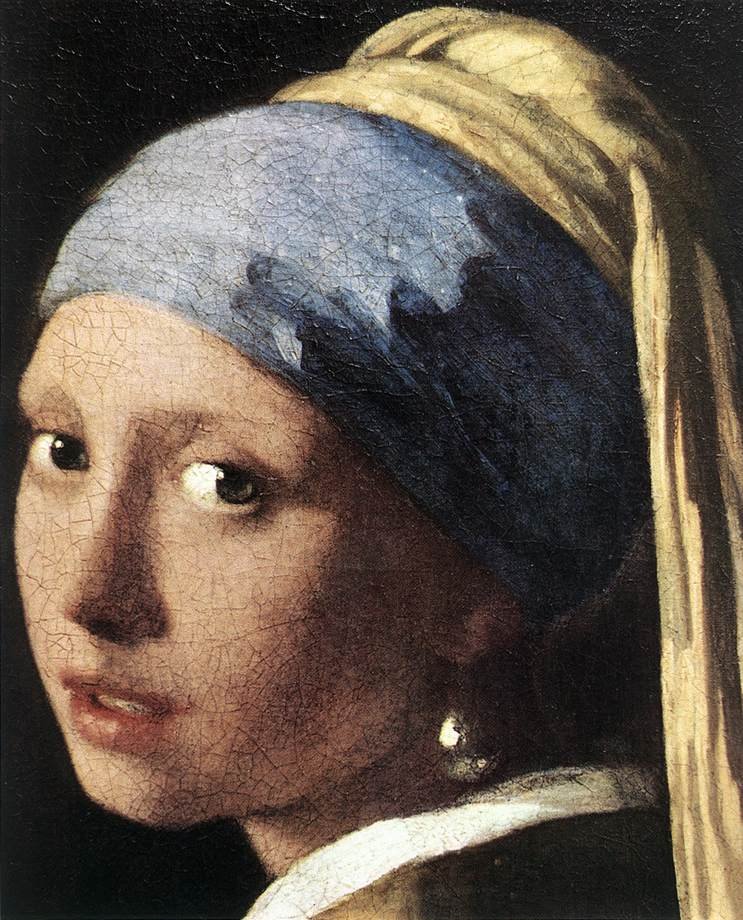 Jan Veermer, Ragazza col turbante, olio su tela, 44.5 x 49 cm (particolare)
