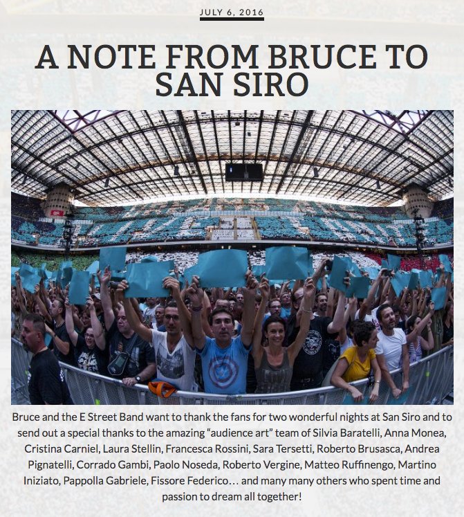 La nota pubblicata sul sito ufficiale brucespringsteen.net