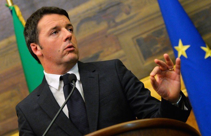 Newly nominated Italian Prime Minister Matteo Renzi gives a press conference on February 19, 2014 after consulting several Italian parties on forming a new government, at Montecitorio Palace, the Italian Chamber of Deputies, in Rome. Italy's centre-left leader Matteo Renzi was nominated to be the European Union's youngest prime minister on February 17 and immediately outlined an ambitious reform plan, promising "energy, enthusiasm and commitment" to revitalise the eurozone's third largest economy. Renzi said he intends to formally accept the position of prime minister on February 22, ahead of a confidence vote in his new government. AFP PHOTO / ANDREAS SOLARO (Photo credit should read ANDREAS SOLARO/AFP/Getty Images)