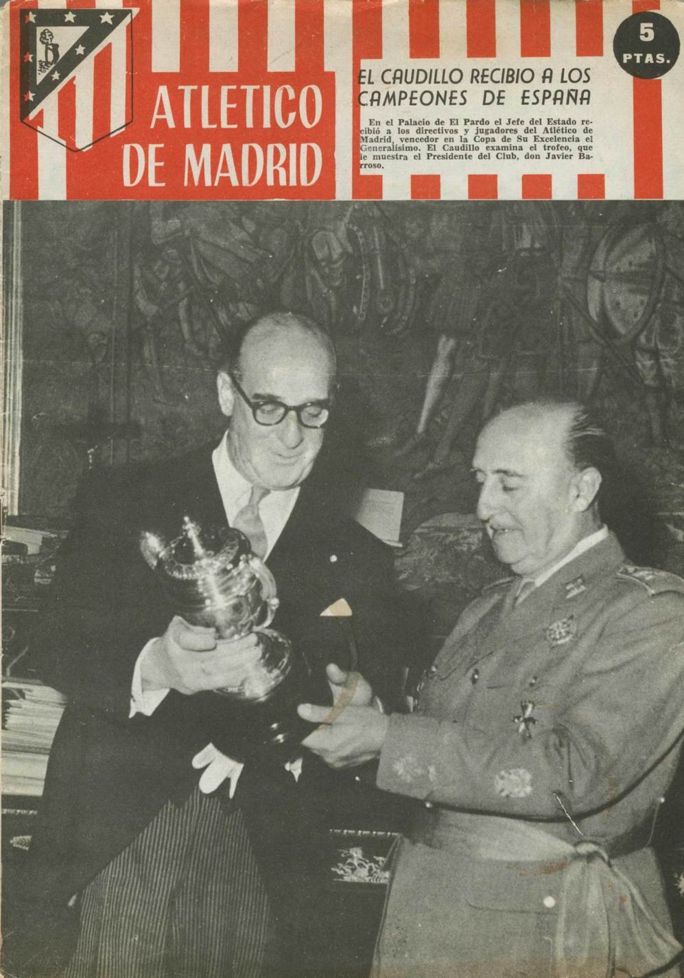 Francisco Franco riceve la squadra campione di Spagna. www.elmundo.es