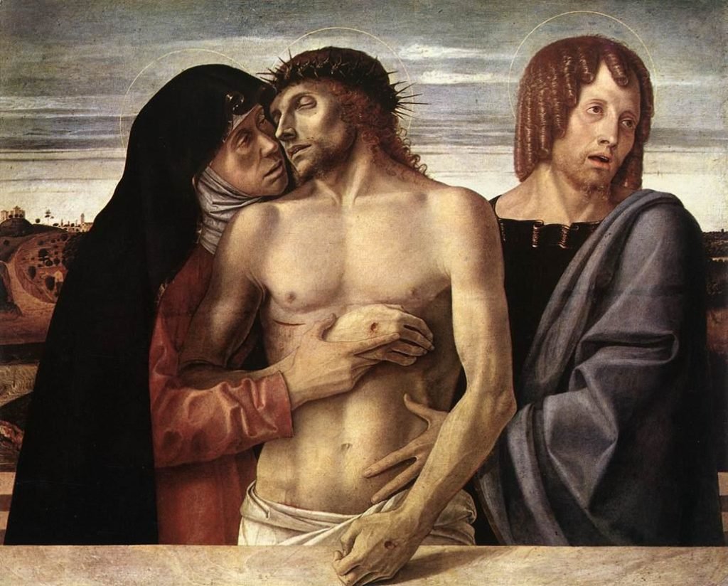 GIOVANNI BELLINI, Pietà, 86x107, tempera su tavola, 1465-1470, Milano, Pinacoteca di Brera