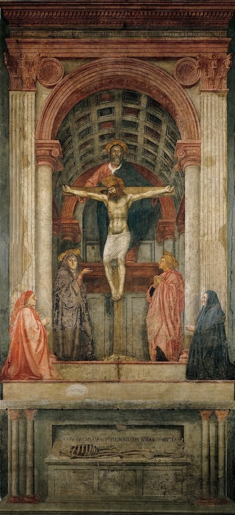 MASACCIO, Trinità, 317x667, affresco, 1427-28, Firenze, Santa Maria Novella