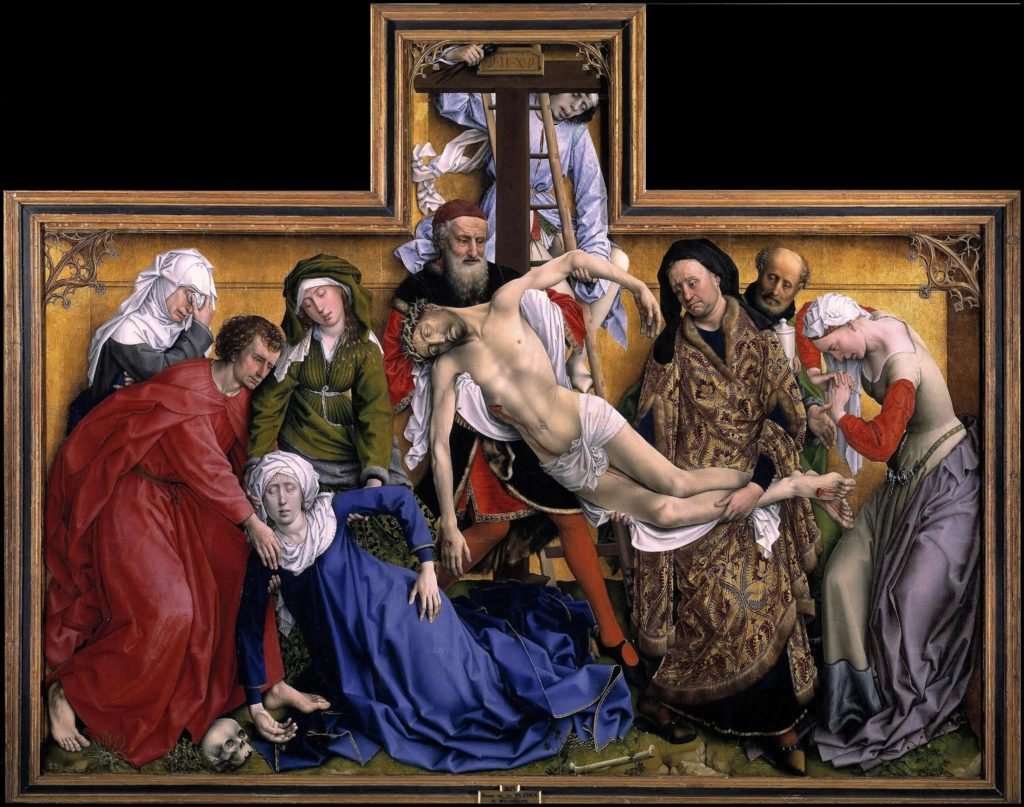 ROGIER VAN DER WEYDEN, Deposizione, 220x262, olio su tavola, 1433-35 ca., Madrid, Prado