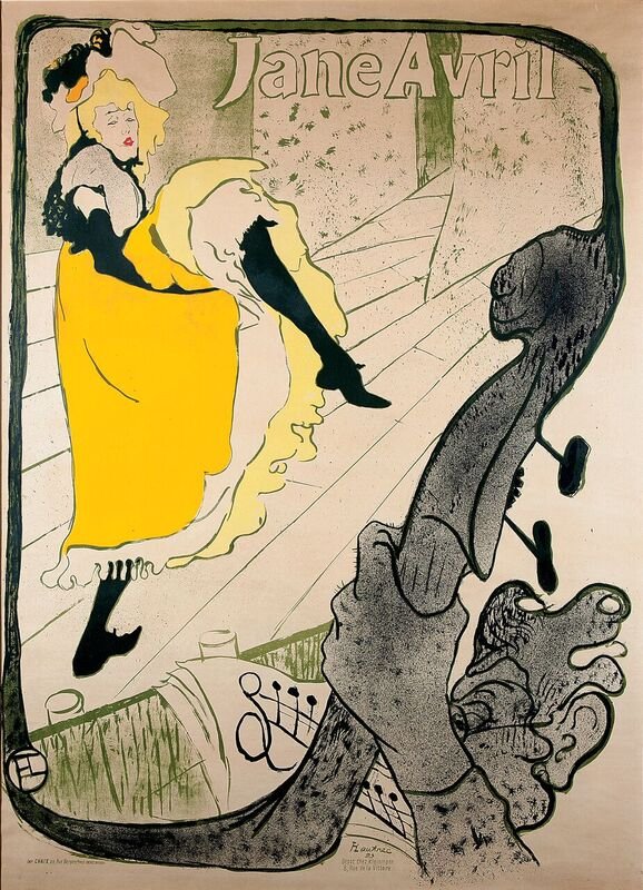 Jane Avril, Henri de Toulouse-Lautrec, 1893, litografia a colori, 61,7 x 80, 4 cm