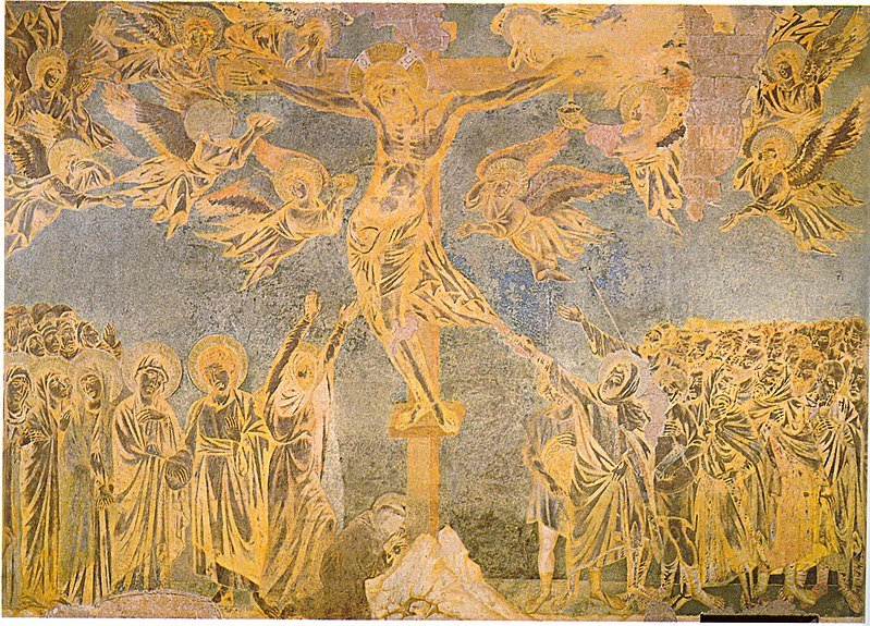 Cimabue, Crocifissione di Gesù Cristo (1277-1283 ca.), affresco. Fonte: Wikipedia